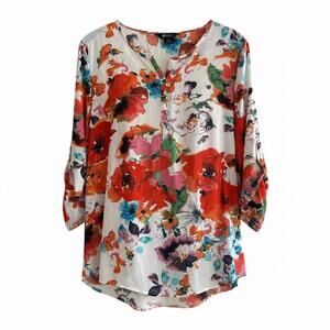 Haggar Floral Blouse Women Small Watercolour Print Boho Casual Top